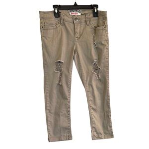 Hot kiss get the lift beige distressed ankle pants junior 7